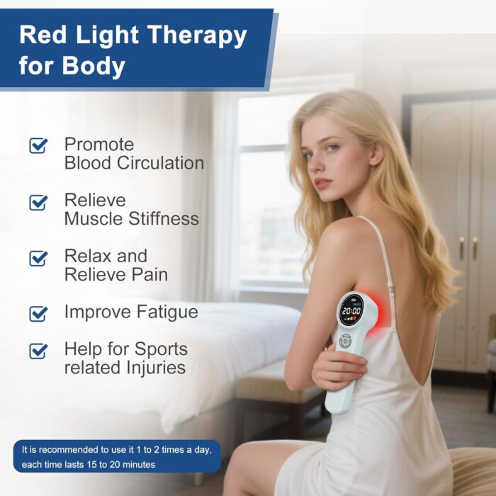 Yoveck Red Light Therapy Device, 4x980nm, 4x810nm, 16x660nm, Handheld Red Light Therapy for Body or Dogs Pain Relief, Joint Muscle, Ankle and More, for Pets, Near Infrared Light Therapy at Home - Image 4