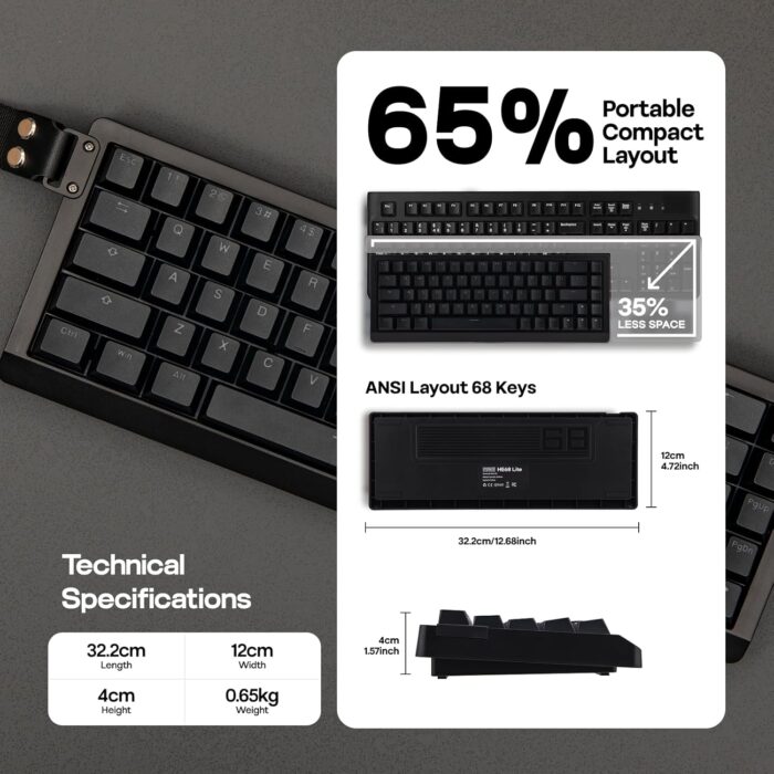 EPOMAKER HE68 Lite Hall Effect Gaming Keyboard, 8k Polling & 128K Scan Rate, 0.005mm Adjustable Trigger, 0.125ms Latency, 5-Layer Sound-Dampened, Snap Key, SOCD, A-RGB, Wired, Mac Software (Black) - Image 7