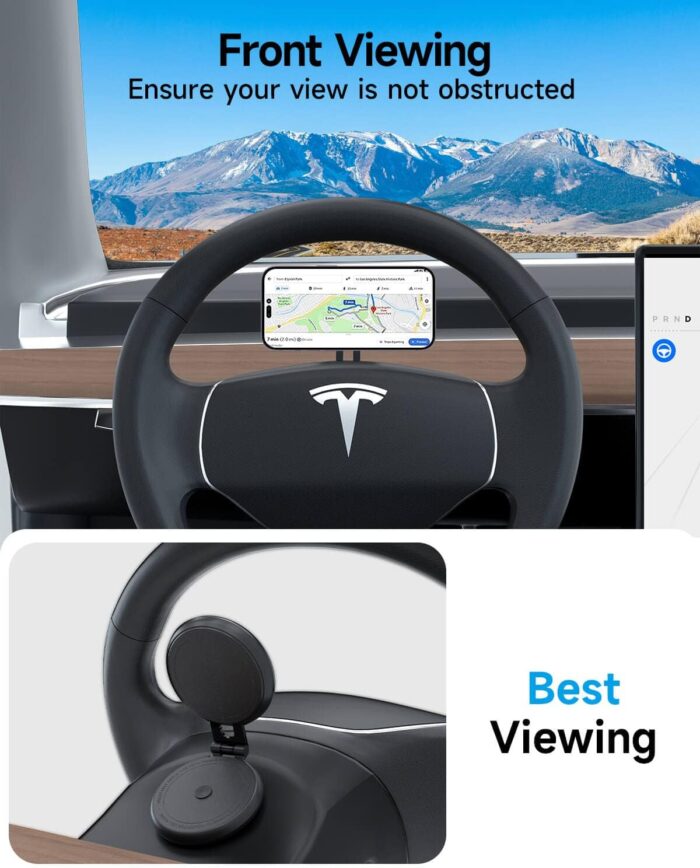 Tesla Phone Mount, MagSafe Car Mount for Tesla Model 3 Model Y, Foldable Hidden Magnetic Phone Mount Fit for iPhone 14 13 12 Series and All Phone, Tesla Model 3 Accessories, Tesla Model Y Accessories - Image 4