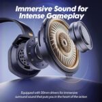 NUBWO G06 Dual Wireless Gaming Headset with Microphone for PS5, PS4, PC, Mobile, Switch: 2.4GHz Wireless + Bluetooth - 100 Hr Battery - 50mm Drivers - Orange - Image 5