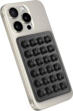 StickyGrippy Suction Phone Case Mount, Silicon Adhesive Phone Accessory for iPhone and Android, Hands-Free Fidget Toy Mirror Shower Phone Holder, Tiktok Videos and Selfies (Black) - Image 3