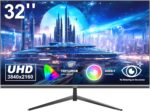 Gawfolk 32 Inch Monitor UHD 60Hz Gaming Monitor 4K(3840×2160) Ultra-Thin Frameless Computer Display Screen 100% sRGB 300cd/m² Suitable for entertainment, office, video, and picture design