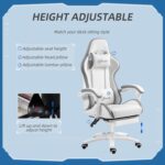 Vinsetto Racing Gaming Chair, Reclining PU Leather Computer Chair with 360 Degree Swivel Seat, Footrest, Removable Headrest and Lumber Support, White and Grey - Image 4