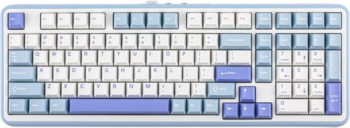 EPOMAKER TH99 Tri-Mode Wireless Mechanical Keyboard with 8000mAh Battery, Hot Swappable Custom RGB Gaming Keyboard with Numpad, Gasket Creamy for PC/Mac/Office(Blue&White)