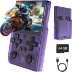 Retro Gaming Device,Handheld Games With Linux System ,64G TF Card Preloaded 15000+ Fun Video Games,3.5'' IPS Screen,Portable Handheld Emulator Gift for Teens Adults,Purple (Simple Purple)