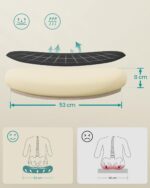 SONGMICS Ergonomic Canvas Office Chair, Armchair, Padded Lumbar Support, Rocker Mechanism, 53 cm Wide Seat, Folding Armrests, Black and White OBN37WT - Image 5