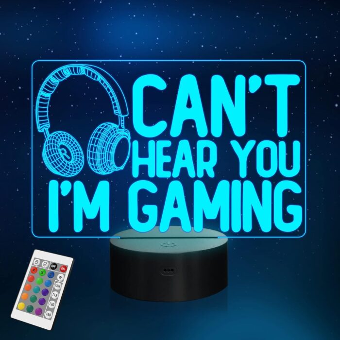 NALACAL Can’t Hear You I’m Gaming Night Light, Headset Graphic Video Games Gamer Gift Funny 3D Illusion Lamp 16 Colors Changing Touch & Remote Control for Men Gamers Teenagers and Kids