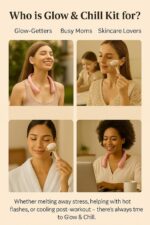 Neck Cooling Fan & Ice Face Roller | 2-in-1 Wellness & Beauty Kit for Daily Use, Travel, Sports & Skincare Refresh | Gift Set for Women, Men & Teens (Pink) - Image 3