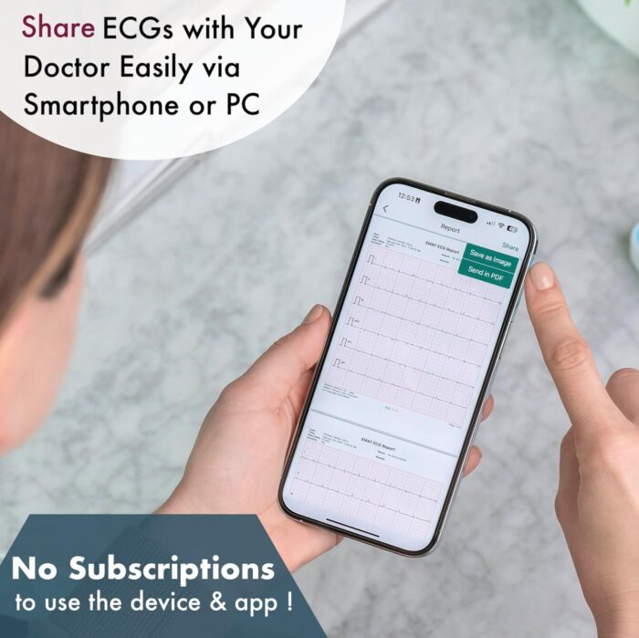 EMAY 6L Portable ECG Monitor | Record ECG and Heart Rate in 6 Channels | Compatible with Smartphone and PC | No Subscription Required - Image 6