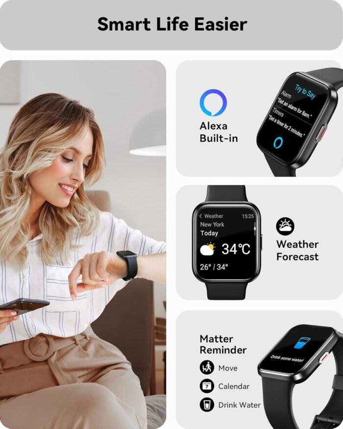 ENOMIR Smart Watch for Men Women(Answer/Make Call), Alexa Built-in,Fitness with Heart Rate SpO2 Sleep Monitor 100 Sports 5ATM Waterproof Activity Trackers and Smartwatches iOS&Android Phones - Image 3