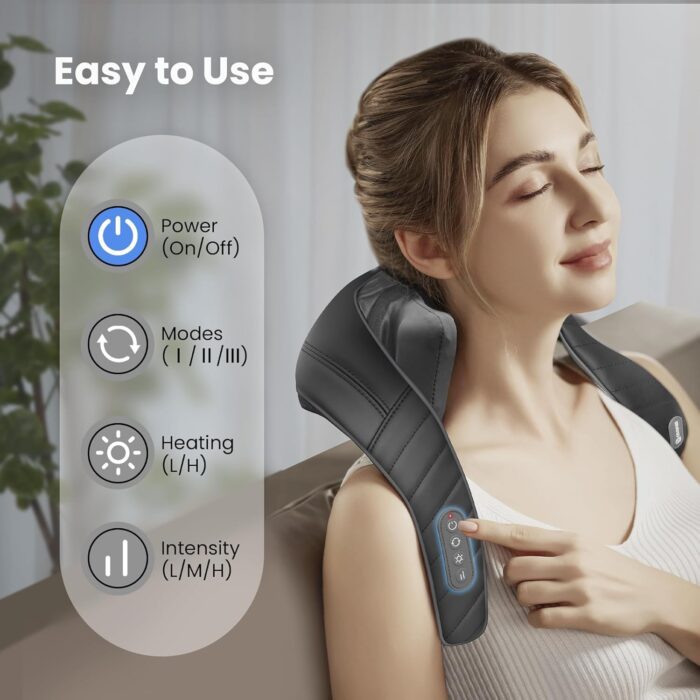 Comfier Shiatsu Neck & Shoulder Massager Wireless 4D-Rotation Neck Massage with Heating and Vibration, Electric Massage Device for Office Home, Gift Mom Dad - Image 6