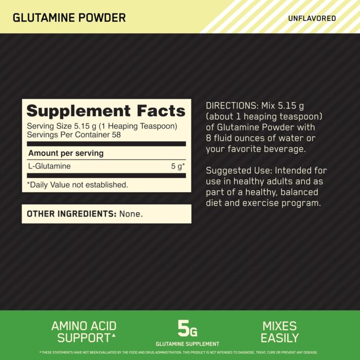 OPTIMUM NUTRITION L-Glutamine Muscle Recovery Powder, 300g - Image 2