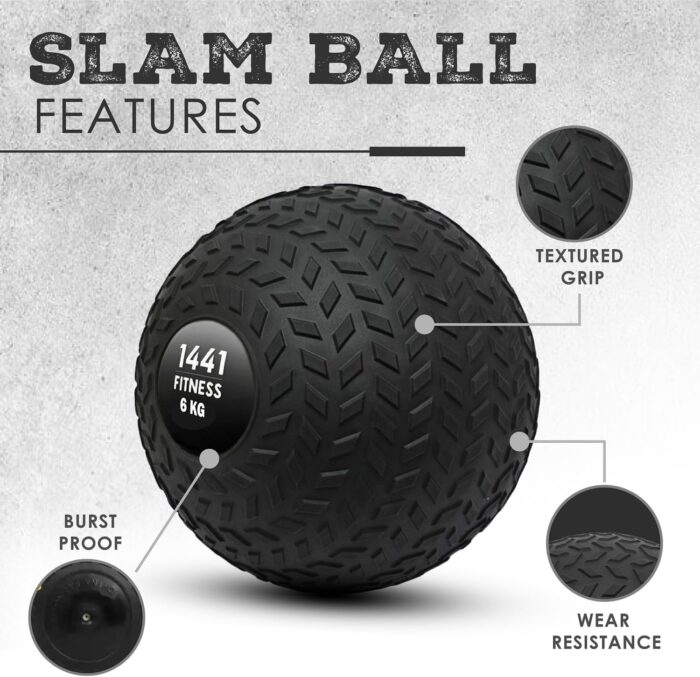 1441 Fitness Z Grip Slam Ball - Weighted 2 Kg to 30 Kg for CrossFit, Strength Training, Cardio Exercise - Non-Bouncing Medicine Ball for Core Workouts - Image 2