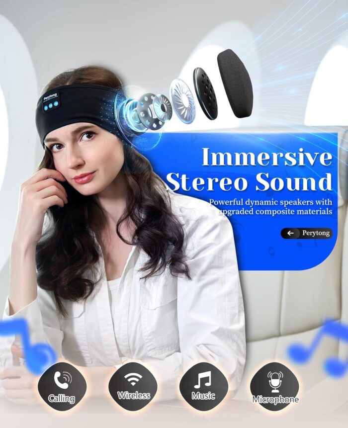Perytong Sleep Headphones Sports Headphones with Speakers Perfect for Training, Jogging, Yoga, Insomnia, Side Sleepers - Image 5