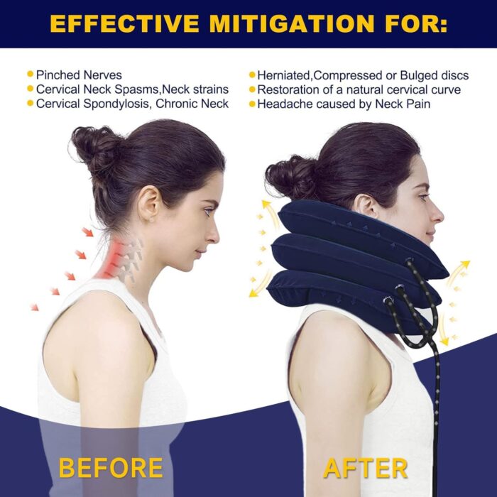 Neck Stretcher, Cervical Traction Device, Adjustable Inflatable Neck Traction Device for Neck Pain Relief, Neck Decompression Home Use - Image 4