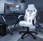 X-Rocker Maverick Gaming Chair, Ergonomic Home Mid-Back PC Office Desk Chair, PU Leather, Height Adjustable Swivel Base with Lumbar Support Curve, Black and Red - Image 4