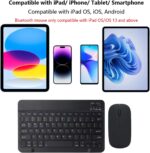 Rechargeable Bluetooth Keyboard and Mouse Combo Ultra-Slim Portable Compact Wireless Mouse Keyboard Set for Android Windows Tablet Cell Phone iPhone iPad Pro Air Mini, iPad OS/iOS 13 and above (Black) - Image 2