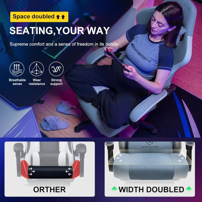 GTPLAYER Gaming Chair, Computer Office Chair with Pocket Spring Cushion, Linkage Armrests and Footrest, High Back Ergonomic Computer Chair with Lumbar Support Task Chair with Footrest - Image 4