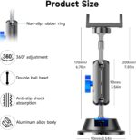 Car Photography Phone Holder Phone Mount, Suction Cup Car Phone Holder, Universal 360° Rotation Anti-Shake Metal Car Phone Holder for Video Recording & Navigation, Applicable for iPhone Samsung, Black - Image 8