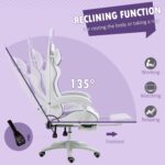 Vinsetto Racing Gaming Chair, Reclining PU Leather Computer Chair with Removable Rabbit Ears, Footrest, Headrest and Lumber Support, Purple - Image 6