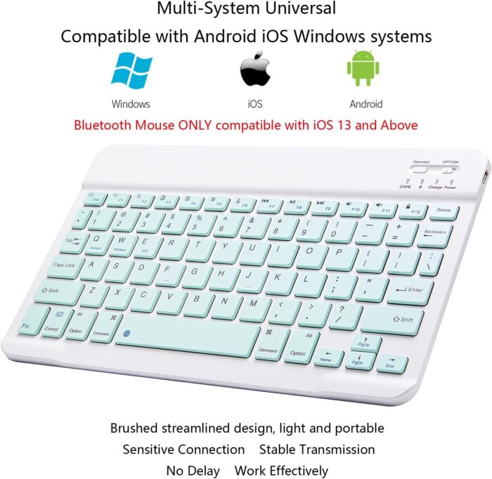 Xukinroy Ultra-Slim Bluetooth Keyboard and Mouse Combo Rechargeable Portable Wireless Keyboard Mouse Set for Apple iPad iPhone iOS 13 and Above Samsung Tablet Phone Smartphone Android Windows (Green) - Image 3