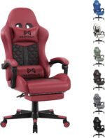 Gamtimer Gaming Chair, Ergonomic Computer Chair with Footrest and Lumbar Support, Breathable PU Leather, Large Gaming Chair, Height-Adjustable 360 Degree Swivel Chair (Pink)