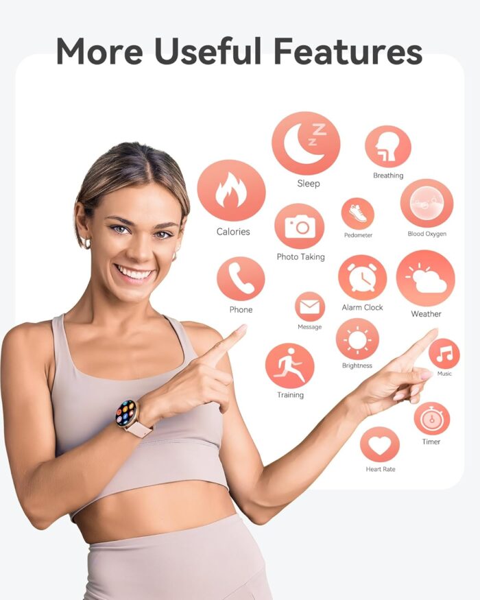 Parsonver Smart Watch for Women(Call Receive/Dial), 1.43" Smart Watch for Android iPhone Phones Fitness Tracker Watch with Sleep Health Monitor Calorie Step Tracking 100+ Sport Modes IP68 Waterproof - Image 8
