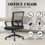 VOFFOV Office Chair for Home Desk Chair with Lumbar Support, 360° Swivel, Silent Rolling Wheels, Breathable Mesh Fabric, and Easy Assembly – Computer Chair Ideal for Home, Office - Image 4