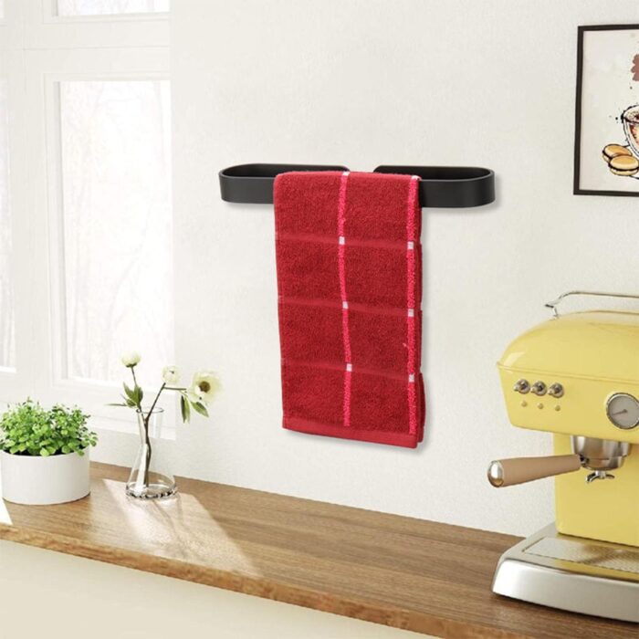TocTen Hand Towel Bar/Towel Ring, No Drilling Stick on Wall Holder, SUS 304 Stainless Steel Rod, Strong Self Adhesive Hanger/Rack for Bathroom Kitchen, Matte Black - Image 7