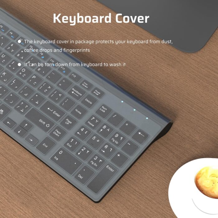 CREATMOR Wireless Keyboard and Mouse Arabic/English,Ultra Thin Design Keyboard and Mouse 2.4G with USB A & Type C Receiver Wireless Keyboard and Mouse Combo For Windows MAC Arabic/English - Image 9