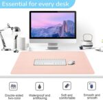 Sky-Touch Desk Pad Leather Computer Mouse Pad Office Desk Mat Extended Gaming Mouse Pad, Non-Slip Waterproof Dual-Side Use Desk Mat Protector 80 x 40cm, (Pink/White) - Image 2