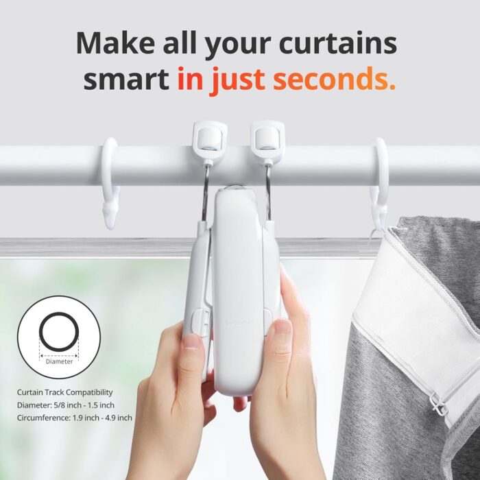 SwitchBot Automatic Curtain Opener - Bluetooth Remote Control Smart Curtain with App/Timer, Upgraded High-Performance Motor, Add SwitchBot Hub to Work with Alexa, Google Home, HomeKit (Curtain 3, Rod) - Image 2