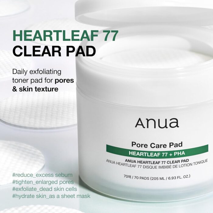 ANUA Heartleaf 77 Toner Pad, Mild Exfoliating Facial Pads for Glass Skin, Hydrating Pore Care for Sensitive Skin, Heartleaf Extract, PHA, Centella, Non comedogenic, Korean Skin Care (70 Pads) - Image 2
