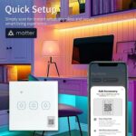 Matter Smart Light Switch, Smart WiFi Light Switches Compatible with Apple Home/Google Home/Alexa/Siri,2.4G Only, Neutral Wire Needed (3 Gang, White) - Image 3