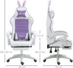 Vinsetto Racing Gaming Chair, Reclining PU Leather Computer Chair with Removable Rabbit Ears, Footrest, Headrest and Lumber Support, Purple - Image 3