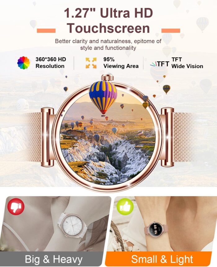 Smart Watches For Women(Make/Answer Call)，1.27" Activity Fitness Tracker Smartwatch For Android iOS 100+ Sport Modes Blood Pressure/Heart Rate/Sleep Monitor/Pedometerstep IP67 Waterproof -Rose Gold - Image 2