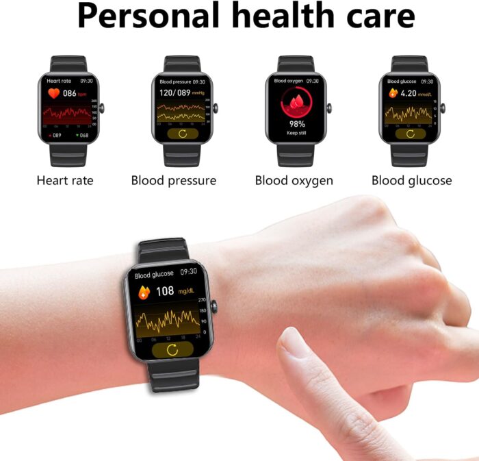 wgzixezn Smart Watch for Men Women, Answer/Make Call, ECG HRV Blood Glucose Fitness Tracker with Heart Rate Blood Pressure Monitor, IP67 Waterproof, Blood Sugar Activity Trackers for Android Ios,Blue - Image 4