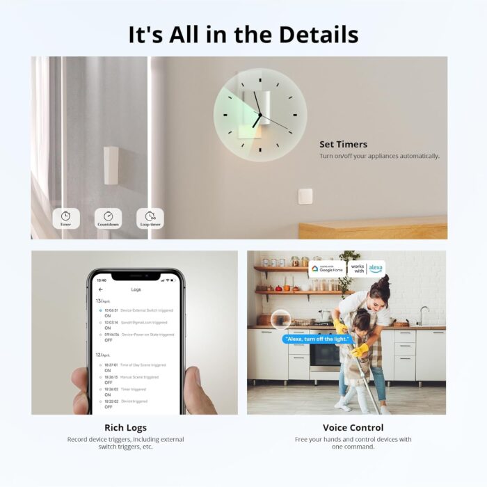 SONOFF MINIR4M Matter Smart Switch, 2 Way Smart Switch, WiFi Wall Switch, Support Matter Protocol, Voice Control 4 Piece Compatible with Alexa/Google Home/Home Assistant, 2400W/10A - 4 PCS - Image 8
