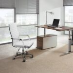 Furmax New Furmax Ribbed Office Desk Mid-Back Pu Leather (White) - Image 2