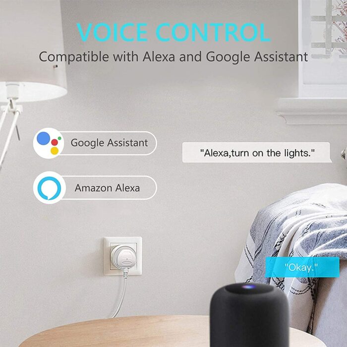 Tichondrius WiFi Smart Plug, 4 Pack 16A Smart Outlet Plug Socket Compatible with Alexa, Mini Socket with Remote Control & Voice Control with Electricity Statistics Timer Function, No Hub Required - Image 3