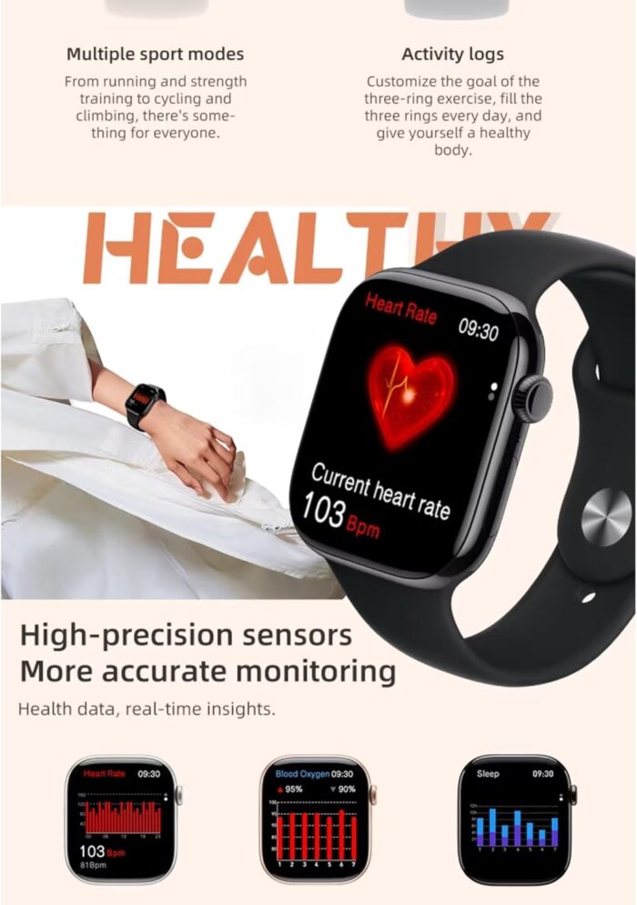 Smart Watch for Girls Boys Teens Men Women – Fitness Tracker with Blood Pressure Heart Rate Monitor, Call Message Notification, Sleep Monitor, Bluetooth Smartwatch for Android iOS (Black) - Image 7