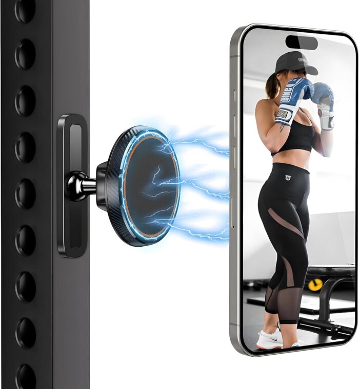 BIJASANI 2025 Upgraded Dual Magnetic 360 Degree Mobile Holder for Gym, Magsafe Compatible with Super Strong N52 Magnets, Best Gift for Gym Lovers (M11_Dual_Magnet)