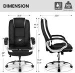 NEO CHAIR Office Desk Ergonomic Gaming Chair High Back Adjustable Computer Chair with Wheels and Lumbar Support Comfy Leather Executive Swivel (Black) - Image 3