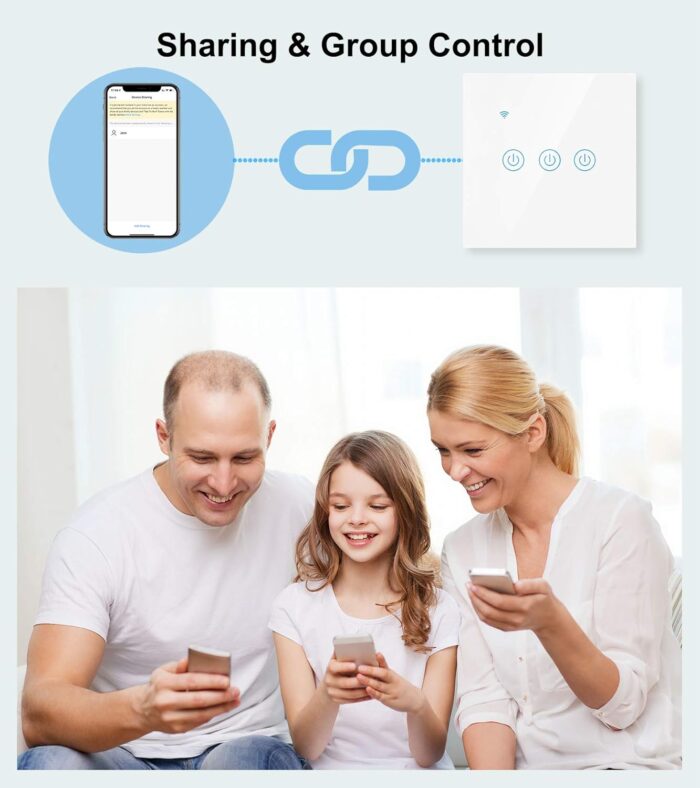 iMiNi Tuya Smart Wifi Touch Light Wall Switch 170-240V with Alexa Google Home (3 Gang, White) - Image 5