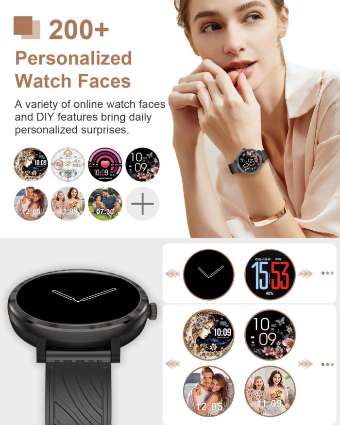 Smart Watch for Women, 1.19" AMOLED Touchscreen Fitness Tracker, Make/Answer Calls, Heart Rate SpO2 Monitor, IP68 Waterproof, Sleep & Activity Tracking Smartwatch for Android Phones iPhone - Image 6