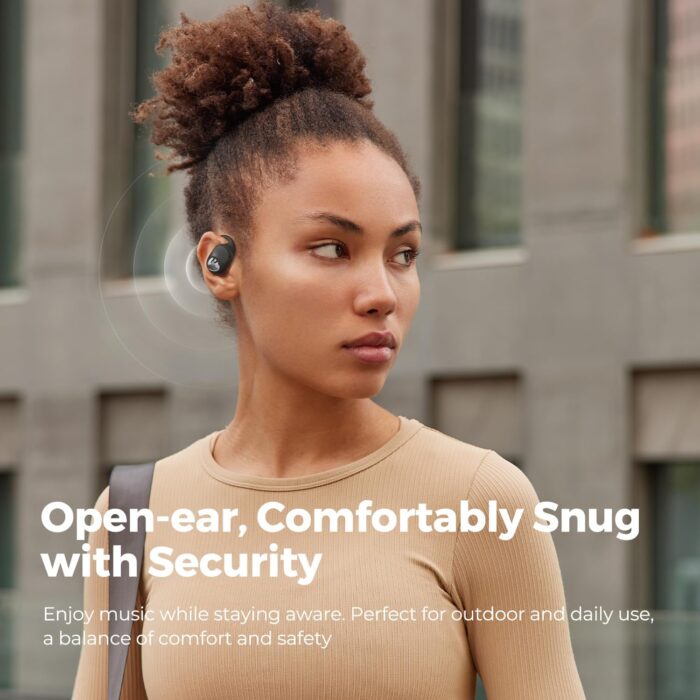 SoundPEATS GoFree 2 Bluetooth Headphones 5.3 Bluetooth Sport Earphones with Ear Hooks Hi-Res Audio LDAC Codec, 16.2 mm Multipoint Driver, Lightweight Open Ear Design 4 Microphones 35 Hours - Image 4
