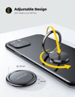 Lamicall Finger Ring Stand, Cell Phone Holder : Universal Phone Ring Cradle Kickstand Compatible with iPhone 15 14 13 12 11 Pro Max, Galaxy S 23 S22 S21 S20, All Android Smartphone - Black - Image 5