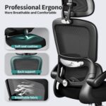 Ergonomic Office Chair with Lumbar Support - Adjustable Computer Desk Chairs for Home Office, Gaming, and Work - Comfortable and Supportive Desk Chairs for Adults (Black) (Light Black) - Image 6