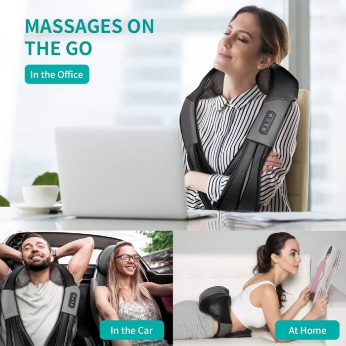 Nekteck Shiatsu Neck and Back Massager with Soothing Heat, Electric Deep Tissue 3D Kneading Massage Pillow for Shoulder, Leg, Body Muscle Pain Relief, Home, Office, and Car Use - Image 8