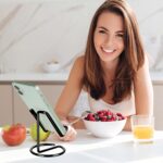 ROPOSY Cell Phone Stand for Desk,Cute Metal Black Cell Phone Stand Holder Desk Accessories,Compatible with All Mobile Phones,iPhone,Switch,iPad - Image 6